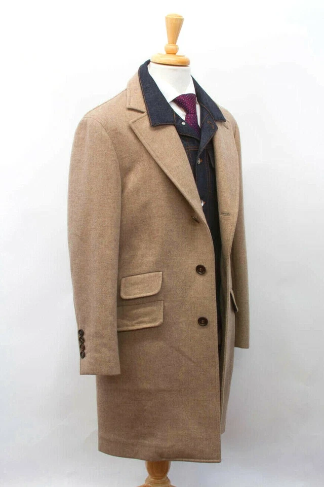 NWT$5995 Brunello Cucinelli Men VirginWool Overcoat W/Denim Underlay Detail A221 - Image 3 of 4