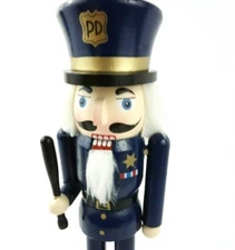 Nutcracker Policeman First Responder Handmade Holiday Christmas 10 in. Wood