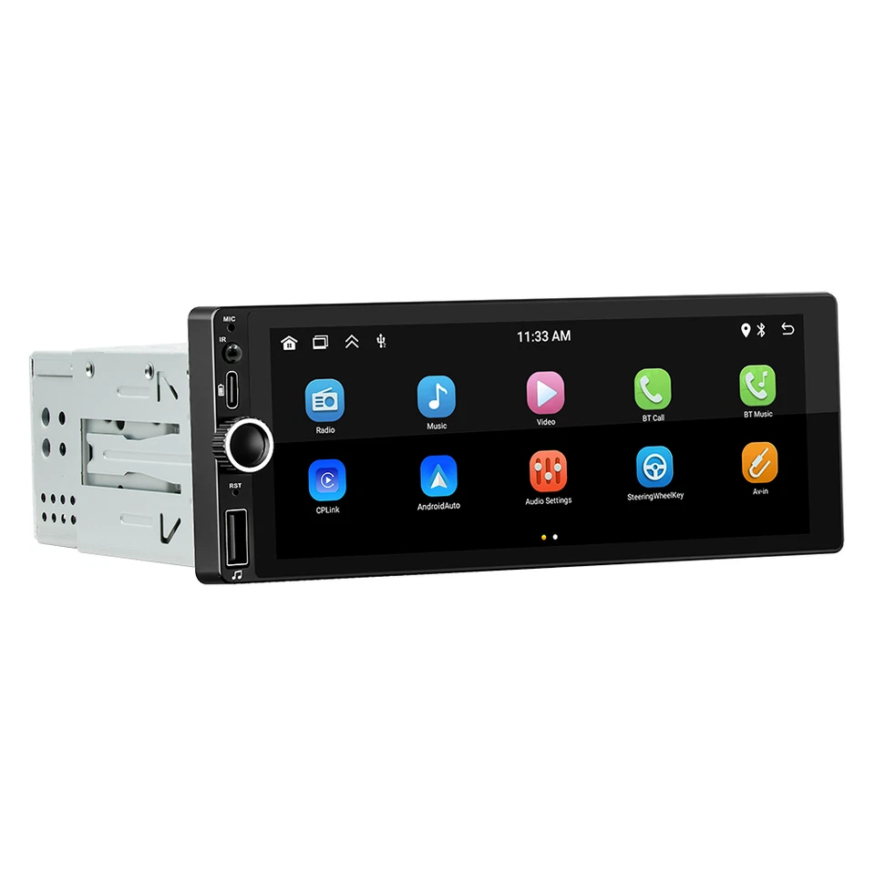 6.86" Single Din Car Radio With Bluetooth Automotive Multimedia Carplay Android - Image 4 of 4