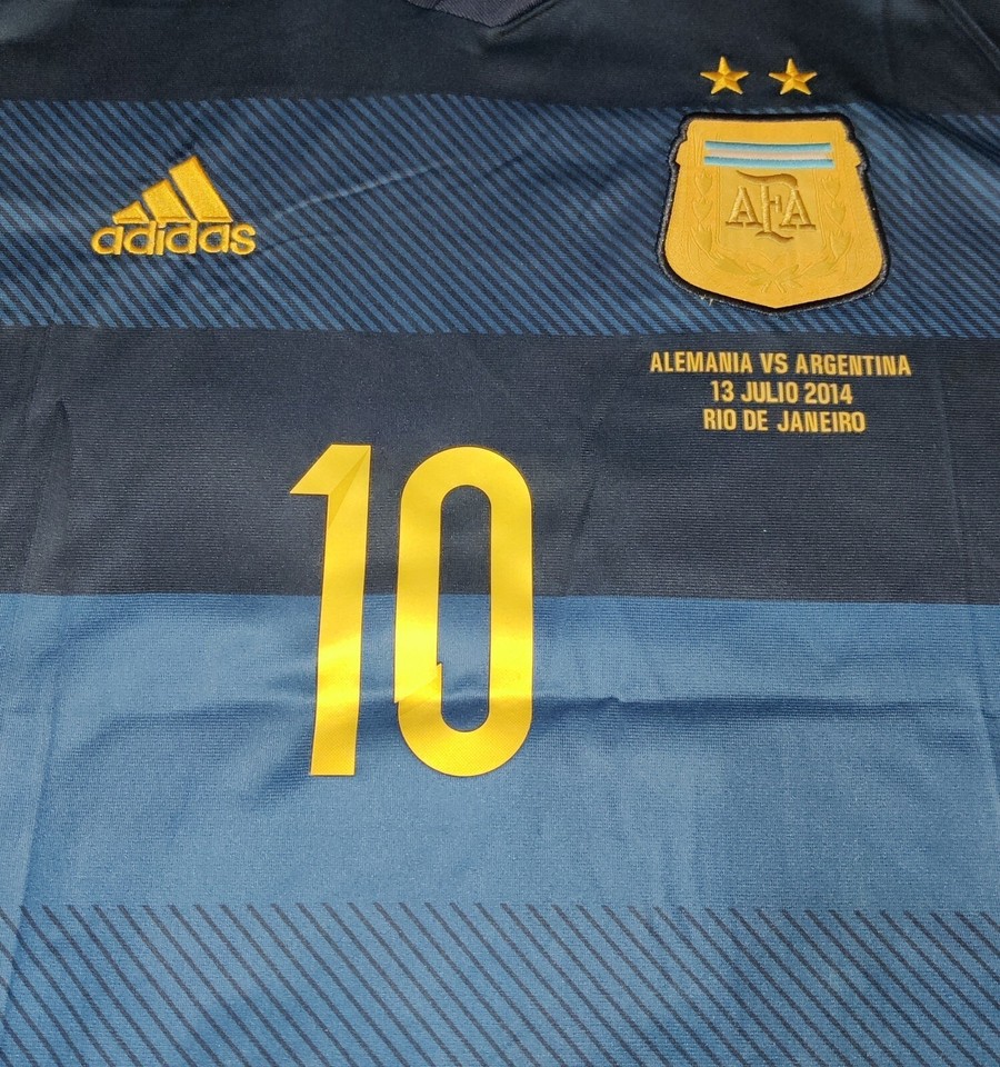 Argentina World Cup 2014 Final Messi 10 Away Soccer Futbol Jersey