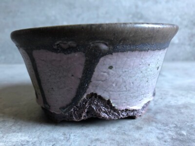 Handgefertigte Libelle Bonsai Topf von Graham Simpson Creme Crackle Rund 14x6,5cm
