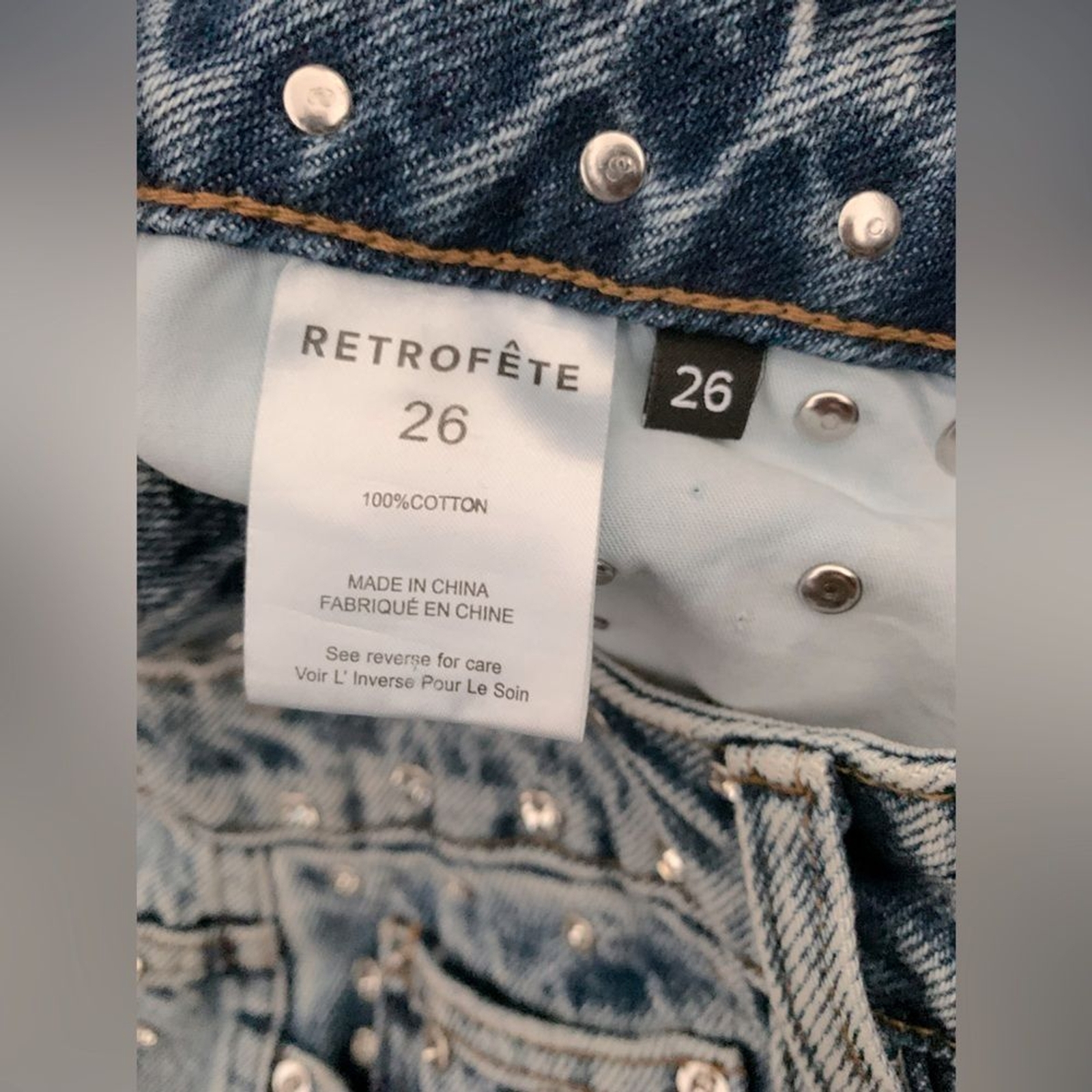 RRP US$1,698 NEW Retrofete Vero embellished denim pants US26 image 10