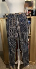 Anthropologie Pilcro and the Letterpress sz 27 Velvet blue motif Print pants