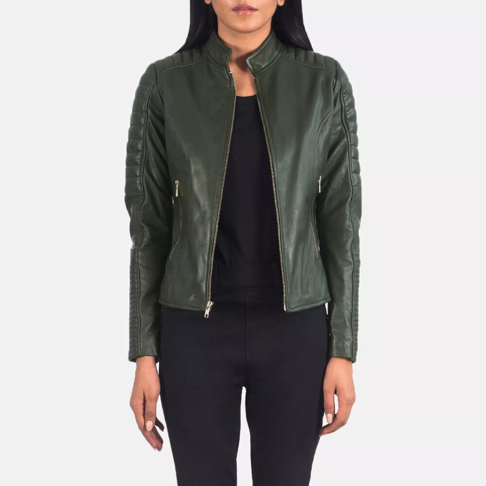 Women's Genuine Lambskin Leather Stylish Jacket Biker Motorcycle Coat Slim Fit