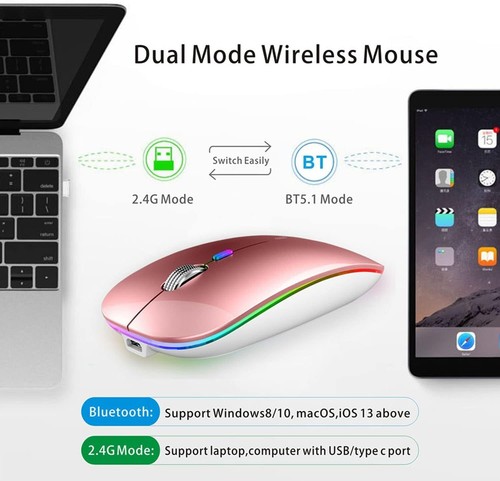 Bluetooth Maus Kabellose LED Funkmaus Wiederaufladbar Leise Wireless USB C310 - Bild 2 von 7