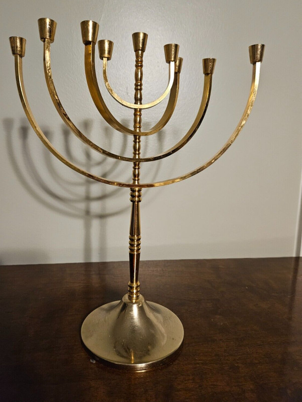 Karshi 24k Gold Plated Chanukkah menorah, Jerusalem Judaica ADJUSTABLE VINTAGE