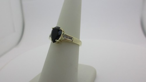 Black Sapphire Diamond Ring Promise Solid Gold 1.56 10k Size 7 September R1739 - Video 1 of 1