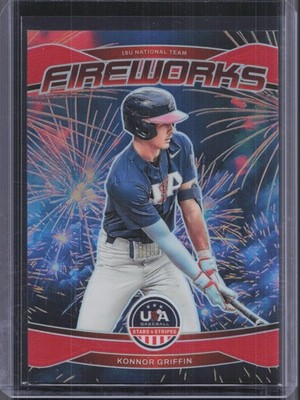 2026 Panini Stars & Stripes Prizm USA #22 Konnor Griffin Fireworks Red #/199