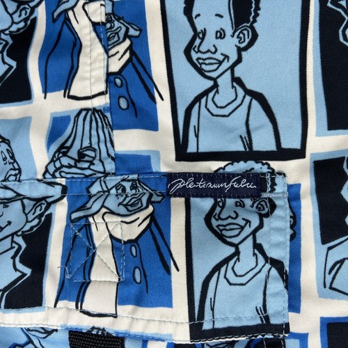 Vintage Y2K Platinum Fubu Fat Albert All Over Print Blue Check Swim Shorts L - Imagen 12 de 18