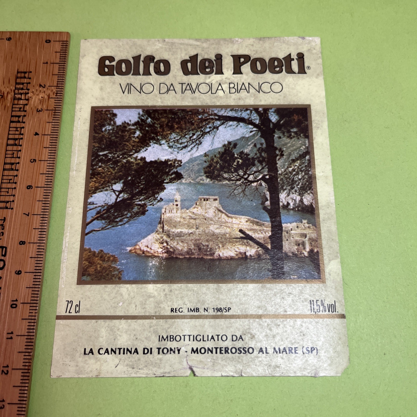 GOLFO DEI POETI VINO TAVOLA BIANCO CANTINA DI TONY MONTEROSSO MARE SP ETICHETTA