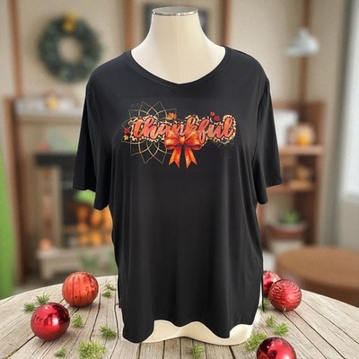 Thankful Fall Graphic Tee Plus Size 2XL Cozy Comfy Autumn Holiday Top