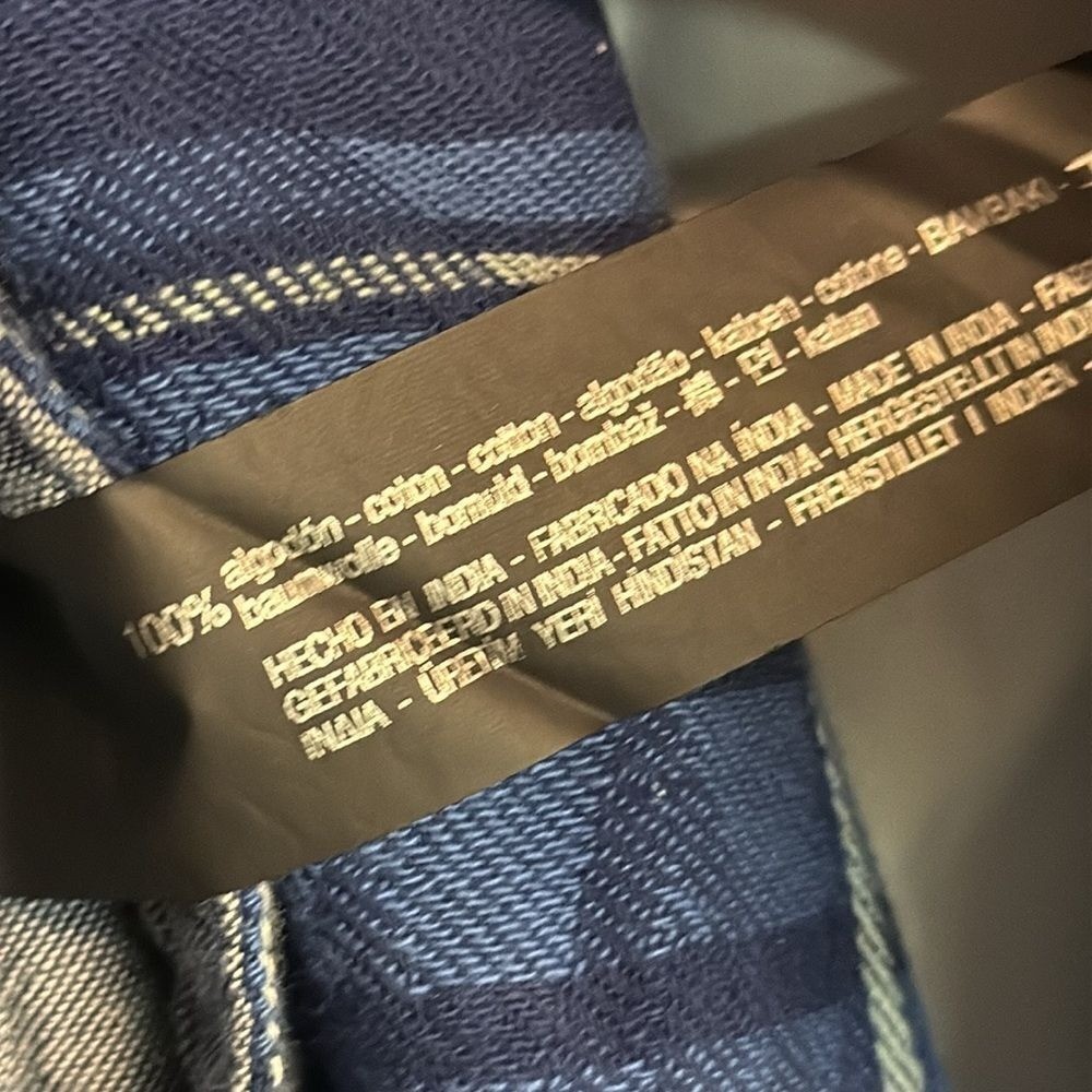 ZARA MAN 1975 Navy Blue Mens Plaid Denim Flannel Button Down Long Sleeve Shirt thumbnail 12