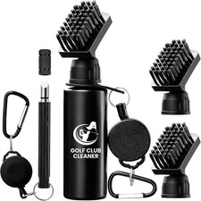 Golf Club Brush Cleaner with Golf Groove Sharpener Tool, 3 Replacement Brush Hea