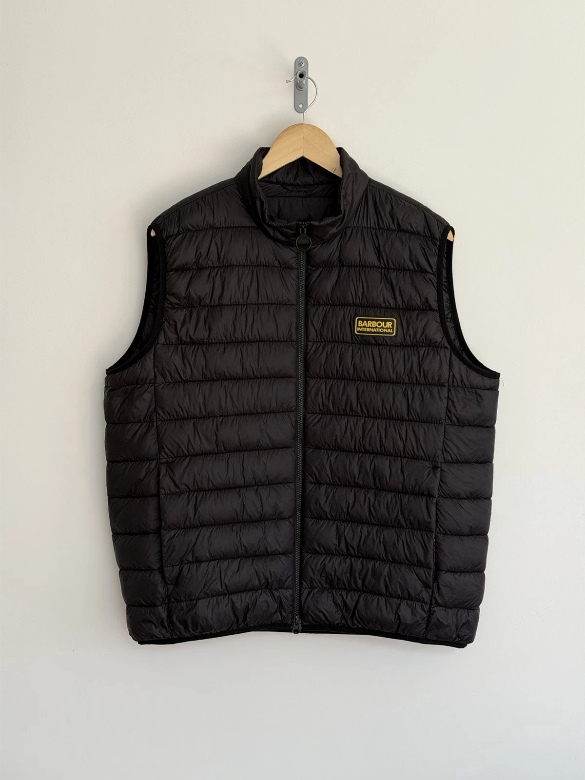 Barbour International Gilet Black Puffer Quilted Fibre Down Racer Reed Mens 2XL