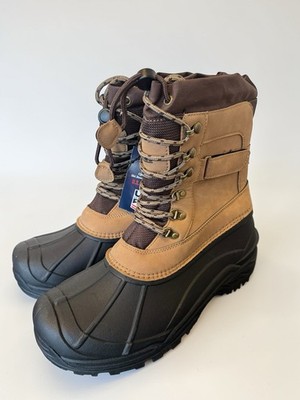 Khombu Men's Brown Galoshes Thinsulate 200g Waterproof Winter Boots Size 12