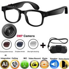 Smart glasses bluetooth camera with 8MP camera and video recording and earpiece