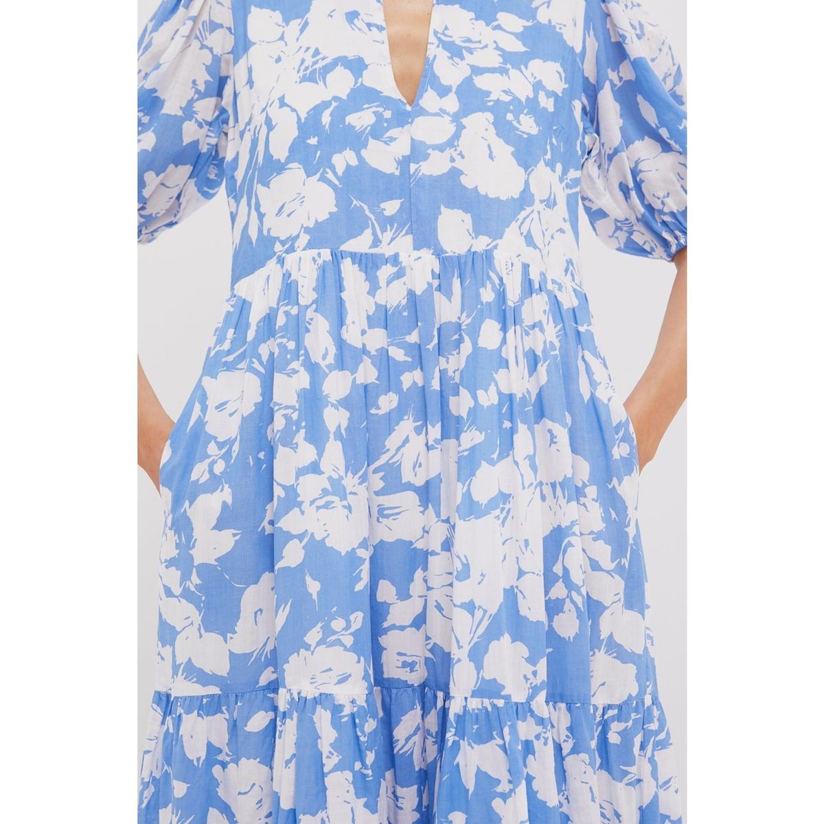HYACINTH HOUSE Blue and White Floral Cisco Maxi Dress Size XL NWT | eBay