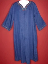 NWOT Go Softly Patio Dress Lounger Boho Hostess Embroidered Cotton Zipper