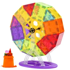 Uimoso Magnetic Tiles Magnetic Building Toy 121PCS Magnet Blocks for Kids 3D Set