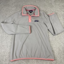 Patagonia Women's Micro D Snap-T Pullover light grey pink trim Size S