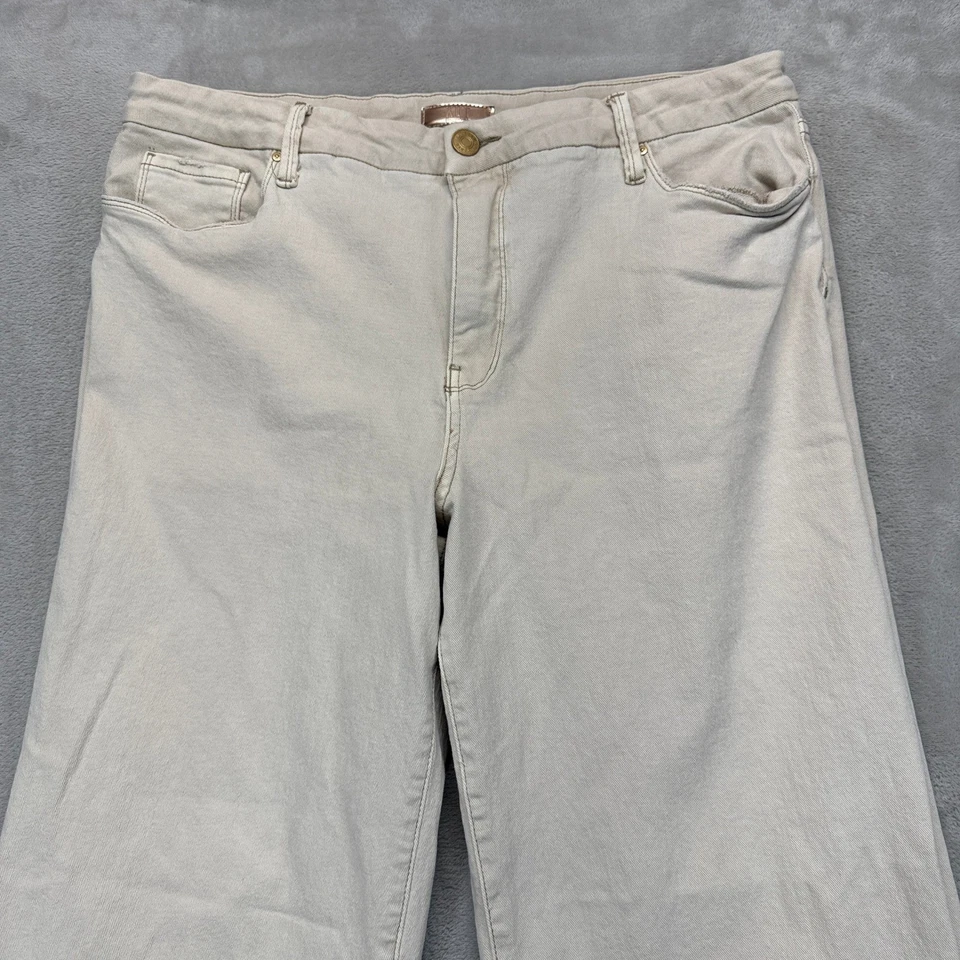 Pantalones de mezclilla para mujer KUT from the Kloth 16 MEG Fab Ab pierna ancha beige tiro alto dobladillo crudo Foto 4 de 4