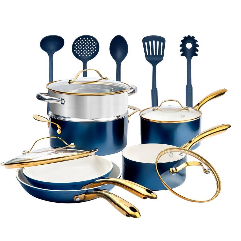 15-Piece Aluminum Ultra Performance Ceramic Nonstick Cookware Set by Natural Collection  