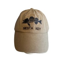 Siesta Key Tan Khaki Embroidered Fish Hat Cap Adjustable