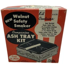 Vintage Tandy Walnut Safety Smoker Companion Ash Tray Kit #4150 Boxed DIY Unused