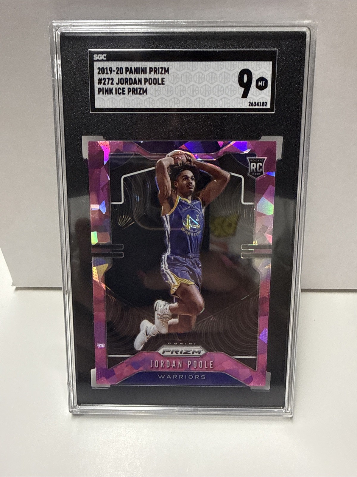 2019-20 Prizm Jordan Poole RC Prizms Pink Ice Rookie #272 Warriors SGC 9