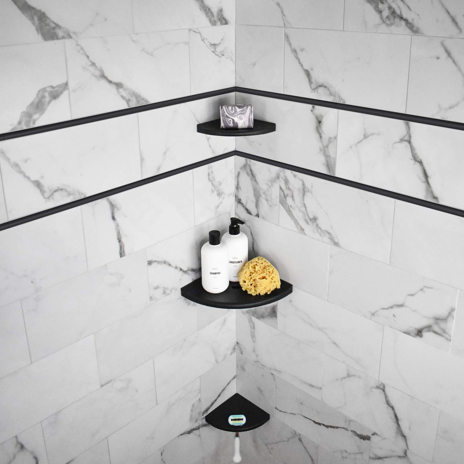 8" Corner Shower Shelf - Lugged for New Construction, Shower Organizer for Ti...