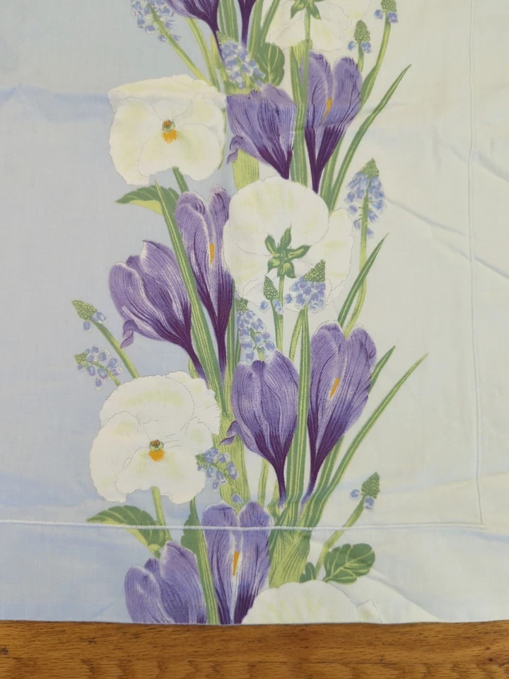 Funda de almohada vintage Yves Delorme floral Francia París azul falso bordado M44 Foto 2 de 4