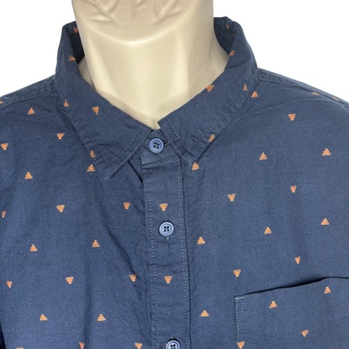 prAna XXL Mens Standard Fit Long Sleeve Shirt Blue Triangle Pattern Organic - Picture 14 of 24