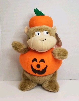 Vintage Kellytoy Kuddle Me Toys Halloween Monkey Pumpkin Costume Plush 12'' NWT 