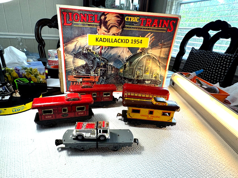 🚂 O SCALE- MARX - VINTAGE SET OF FIVE TIN ROLLING STOCK 💥L2529