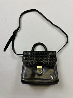 Hartmann by Lombardo Small Messenger Bag Purse Crossbody Black Weave (BT3)