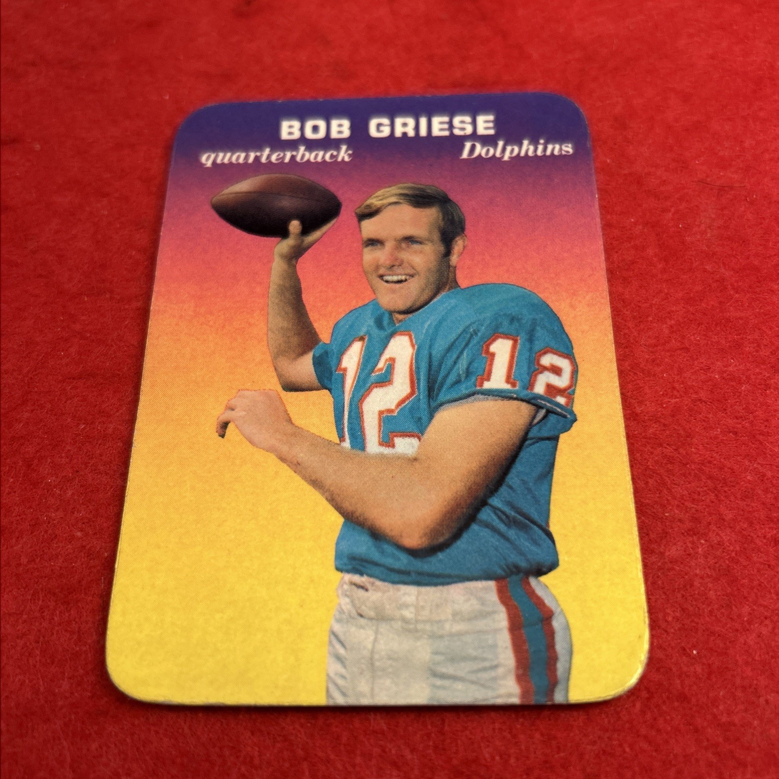 1970 Topps Glossy Bob Griese #28 Football Card Insert