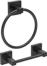 Toilet Paper Holder  Towel Ring Set   Matte Black, Bathroom Accessories