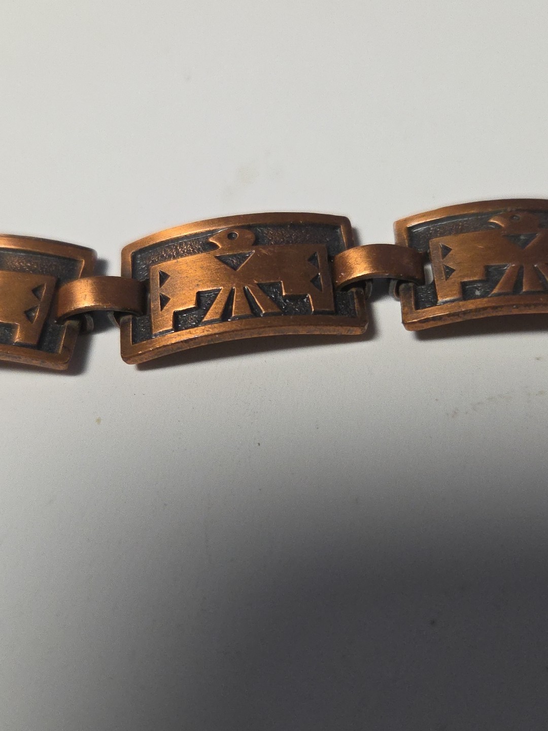 Solid Copper thunderbird link Bracelet vintage so… - image 5