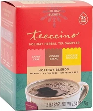 12 Tea Bags, Snickerdoodle - Caffeine-Free Holiday Dessert Teas with Prebio