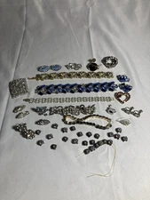 Rhinestone Jewelry for Harvest Crafts Repurpose Brooches Earrings Bracelets 10oz