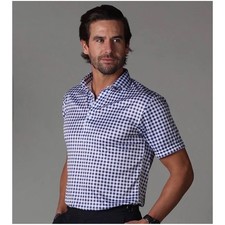 Collars  Co Mens Size Large Dress Collar Polo Navy White Gingham NWT