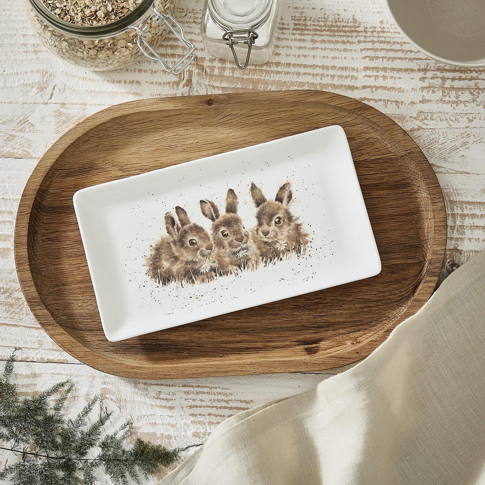 Royal Worcester Wrendale Designs Rectangular Tray (Rabbits)