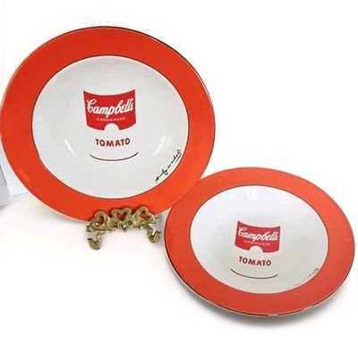 Andy Warhol 9 Inch Bowls (2) Campbell's Tomato Soup by Block Art Signed