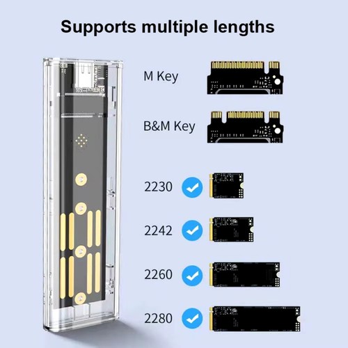 Laptop SSD Mobile Hard Drive Box Transparent M.2 SSD Box NVME PCIe M2 Hard9589 - Afbeelding 4 van 6