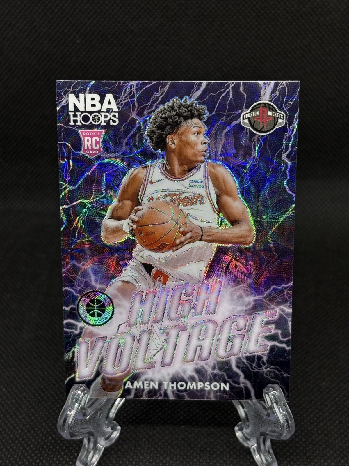 Amen Thompson #3 (Basketball Cards 2023 Panini Hoops Premium Stock High Voltage) — is it worth grading?