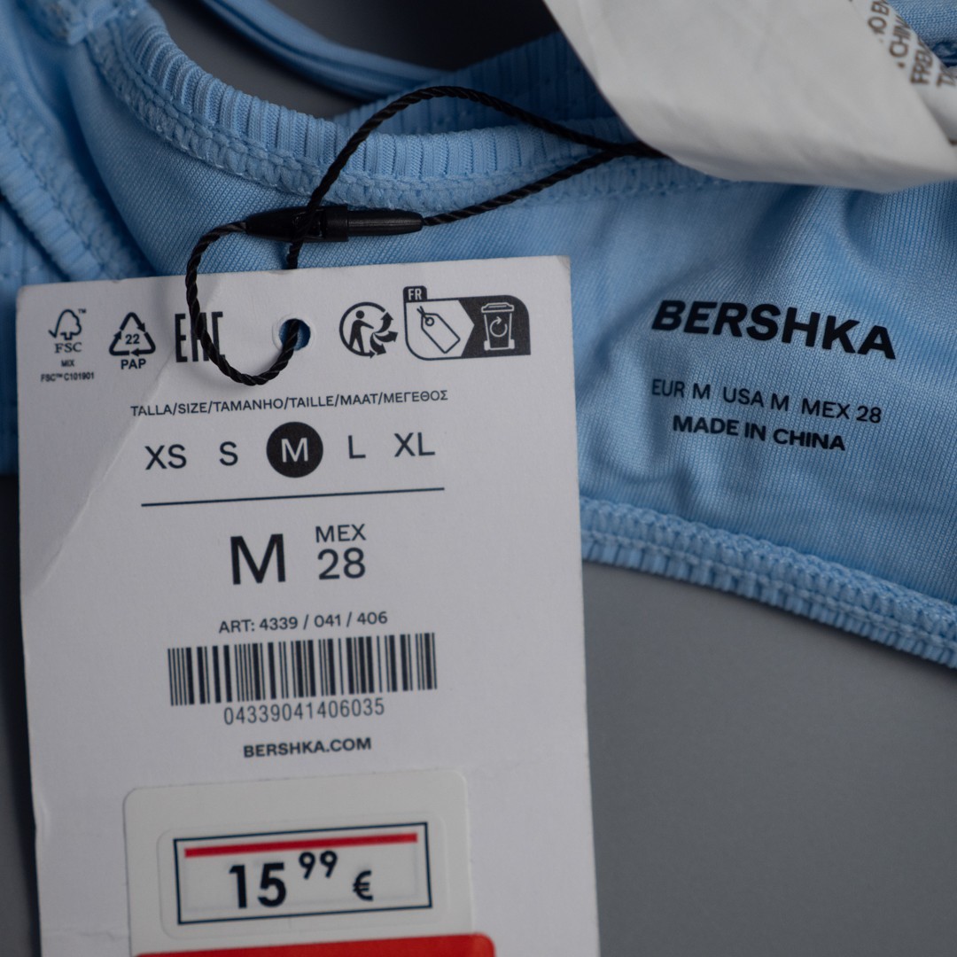 Bershka Blue Line Pattern Underwired Padded M Bikini Top New With Tag RRP €9.99 image 5