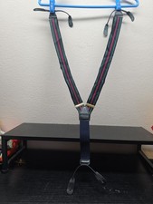 CAS W Germany Men  s Navy, Green, Red Adjustable Suspenders with Leather Accents