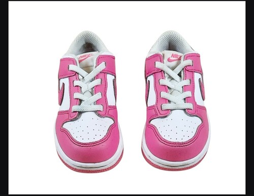 Nike Dunk Low Laser Fuchsia Pink Barbie TD Toddler Size 9C FB9107-102 - Picture 3 of 5