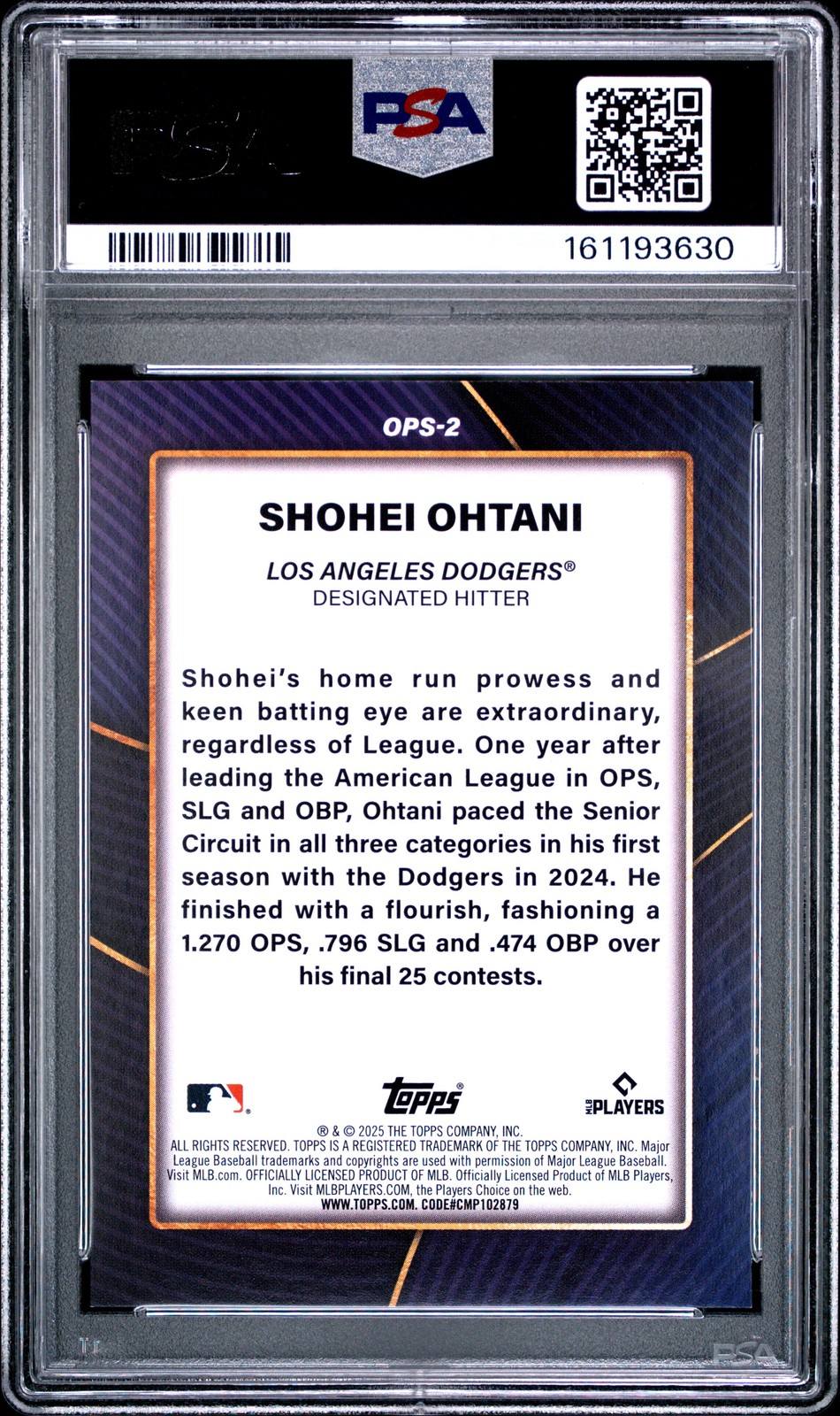 2025 TOPPS OPS BESTS GOLD FOIL #OPS2 SHOHEI OHTANI 04/50 PSA 7 view 2