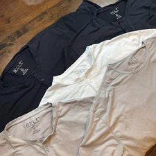 BYLT Premium Basics Shirt Lot 5 Pack Mens 3XL Henley Crew Black White Tan Gray